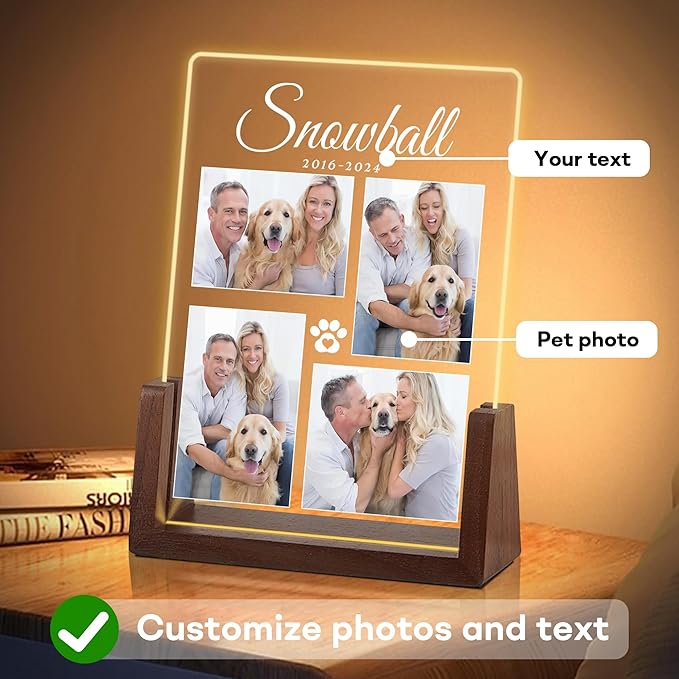 Customized Dog Memorial Gifts, Pet Memorial Gifts for Dogs, Loss of a Dog Sympathy Gift, Dog Memorial Gifts for Loss of Dog, Pet Memorial Gifts Cat, Dog Memorial Acrylic Night Light Plaque