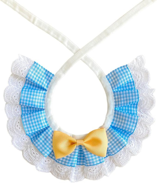 2PCS Dog Cat Collar Blue Plaid Pet Bib Cute Scarfs Necklace Neck Strap for Pet Costume Supplies