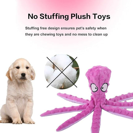Dog Squeaky Toys Octopus - No Stuffing Crinkle Plush Dog Toys for Puppy Teething, Durable Interactive Chew Toys for Small, Medium and Large Dogs Training and Reduce Boredom, 2 Pack