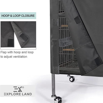 Explore Land Pet Cage Cover - Good Night Enclosure for Bird Critter Cat House to Small Animal Privacy & Comfort (Small, Black)