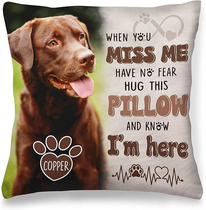 Personalized Pet Memorial Throw Pillow, Dog Memorial Gifts for Loss of Dog, Photo Gifts for Dog Lovers, In Memory of Dog Gifts, Loss of Dog Sympathy Gift, Pet Loss Gifts, Dog Bereavement Gifts