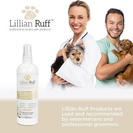 Lillian Ruff Waterless No-Rinse Dog Dry Shampoo Spray with Hydrating Essential Oils - pH-Balanced Dry Shampoo for Dogs - Clean, Condition, Detangle & Deodorize Dry, Sensitive Skin (Vanilla)