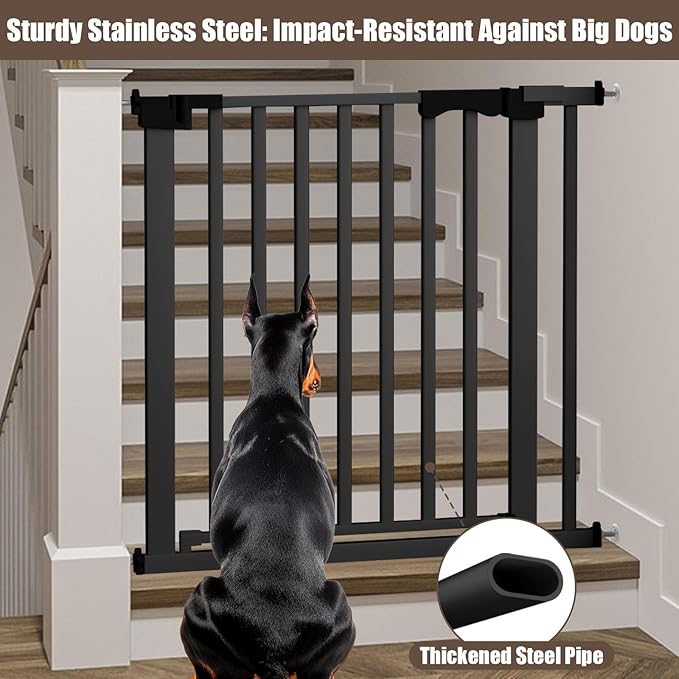 41" Extra Tall Baby Gate for Big Dog No Jumping Over, 30-32.6" Wide Pet Safety Gate Indoor for Doorways No Drilling,Auto Close Child Puppy Gates for Stairways Pressure Mounted (Black)