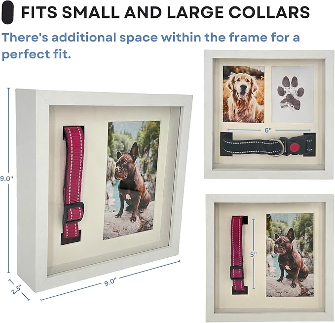 Pet Memorial Dog Picture Frame, 4 Customizable Displays, 9x9, Paw Print Kit for Dogs, Pet Memorial Gift for Dogs, Loss of Dog Sympathy Gift, Pet Paw Print Impression Kit (White)