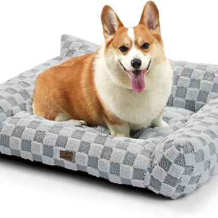 Large Dog Bed Sofa, Fluffy Pet Bed for Medium and Large Dogs, Supportive Dog Couch Sofa for Dogs, Pet Sofas with Washable Cover & Non-Slip, 38 inch, Grey
