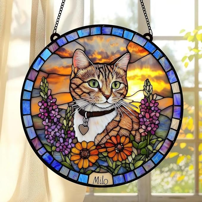 Custom Dog Portrait Stained Glass Suncatcher, Pet Memorial Stained Glass Photo Suncatcher, Staineds Glass Dog Memorial, Loss of Dogs Sympathy Gift Personalized, Pet Loss Gifts /11