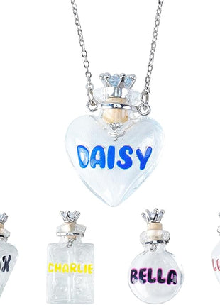 callie Personalized Pet Fur Memorial Necklace - Custom Name, Dog Cat Hair Ashes Storage Glass Necklace, Birthday Memory Jewelry Gifts for Women Pet Lovers
