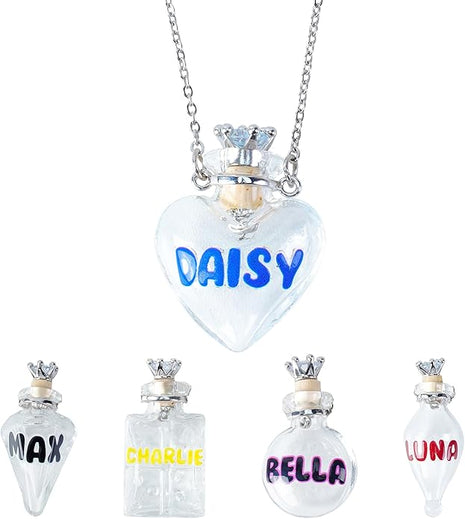 callie Personalized Pet Fur Memorial Necklace - Custom Name, Dog Cat Hair Ashes Storage Glass Necklace, Birthday Memory Jewelry Gifts for Women Pet Lovers