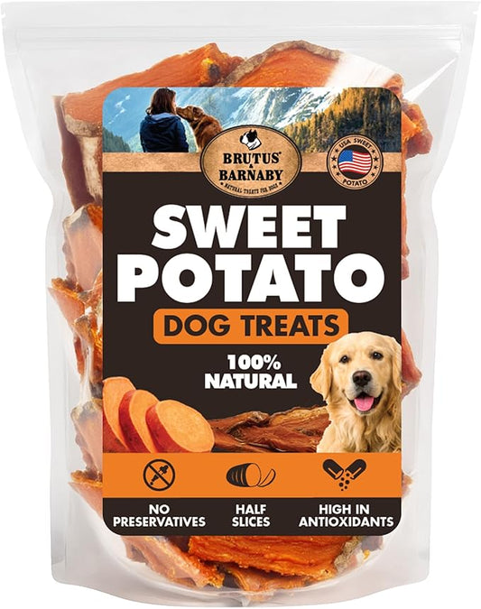 BRUTUS & BARNABY Sweet Potato Dog Treats – Support Sensitive Stomachs with USA-Grown, Hypoallergenic Treats That Smell as Good as They Taste