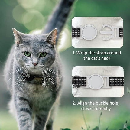 Apple AirTag Cat Collar, GPS Tracker Kitten Collar with Breakaway Feature and Bell, Lightweight for Cats and Kittens (Black)