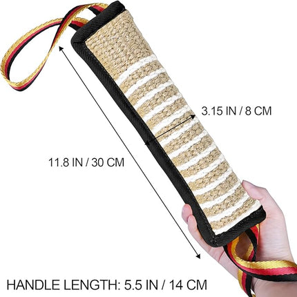 Dog Tug Toy Dog Bite Jute Pillow Pull Toy with 2 Strong Handles Perfect for Tug of War, Puppy Interactive Play, Tear Resistant Bite Training Toys for Small Medium Large Dogs (Black Flag)