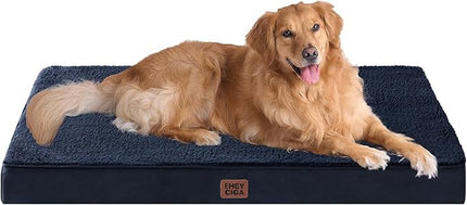 EHEYCIGA Orthopedic XXL Dog Beds for Jumbo Dogs with Removable Washable Cover for Crate, Navy, 47x29