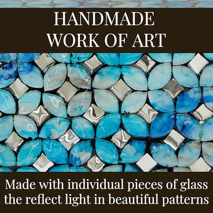 Blue Mosaic Cremation Urn - Hand Made Funeral Urn for Human Ashes - Large Adult Size Burial Urn - Hand Applied Individual Glass Tiles Create one of a Kind Work of Art - 200 cu in