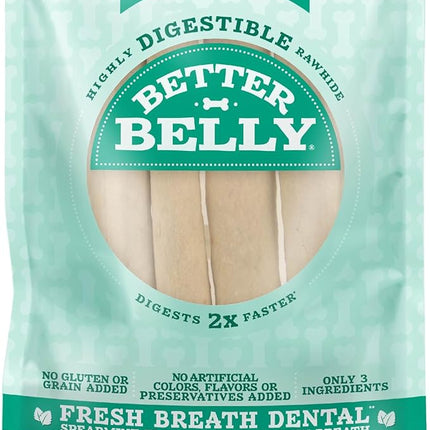 Better Belly Highly Digestible Rawhide Dental Chews, Treat Your Dog to a Chew with NO Artificial Colors or Flavors