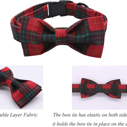 Lionet Paws Christmas Dog and Cat Collar with Bowtie,Soft and Comfortable,Adjustable Collar