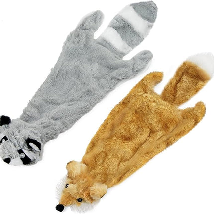 Best Pet Supplies Squeaky Dog Toys with Soft Durable Fabric for Small, Medium and Large Pets Interactive Toy for Indoor Play, Supports Active Biting and Play - Fox, Raccoon, Medium