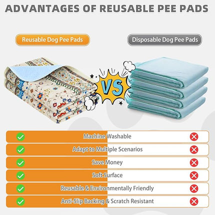 KOOLTAIL Washable Pee Pads for Dogs, 2 Pack Super Absorbent Reusable Puppy Training Pads Waterproof, Nonslip and Leak-Proof Dog Pee Pads, Large Pet Mats Whelping Pads for Floor, Crate, Couch 36"x36"