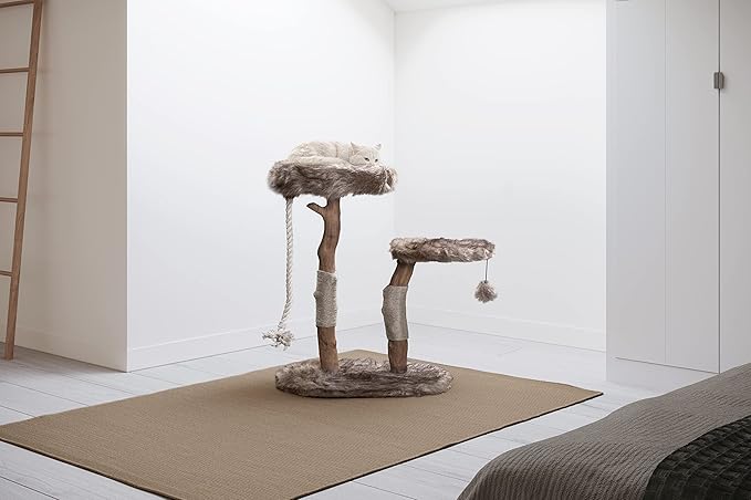 Mau Lifestyle Modern Cat Tree Tower - Natural-Branch Cat Condo & Luxury Wood Cat Scratching Tree - Luxury Cat Gifts by Mau Lifestyle