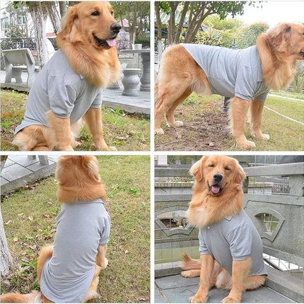 lovelonglong Basic Dog Polo Shirts Premium Cotton, Polo T-Shirts for Large Medium Small Dogs with a Two-Button Collar Blank Color Gray XL