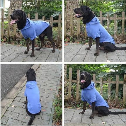Lovelonglong Blank Basic Hoodie Sweatshirt for Dogs 100% Cotton Fits Small Medium Dachshund Large Dog Royle Blue D-M