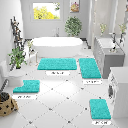 OLANLY Bathroom Rugs 47x17, Extra Soft Absorbent Chenille Bath Rugs, Rubber Backing Quick Dry, Machine Washable Bath Mats for Bathroom Floor, Tub and Shower, Home Decor Accessories, Teal