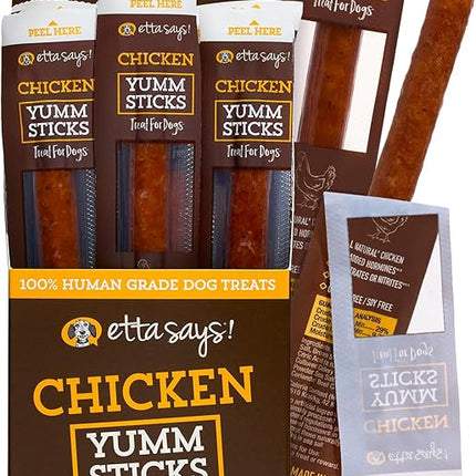 etta says! Yumm Sticks - Real Meat Chicken Dog Jerky Treats - Human Grade - Made in The USA (24 Count Pack of 1)
