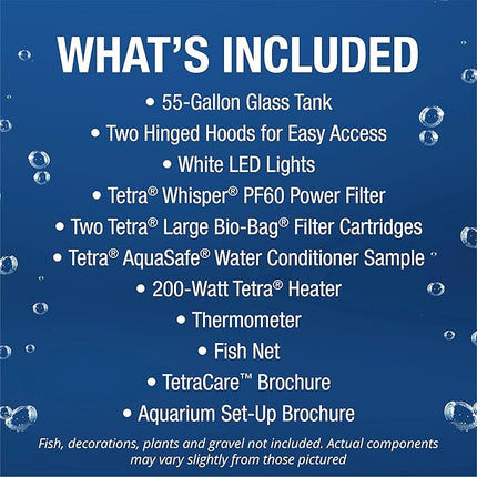 Tetra Complete LED Aquarium Kit for Fish, 55 Gallons, Includes White LED Lights, Filter, Heater and Accessories