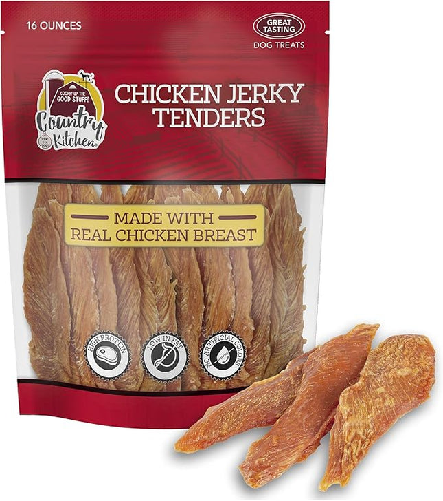 Country Kitchen Chicken Jerky Tender Dog Treats, Made with Real Chicken,High Protein, Low Fat, No Artificial Colors, 16 oz