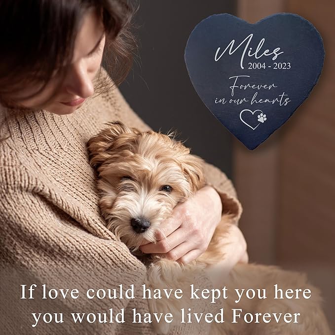 Dog Memorial Gifts for Loss of Dog, Cemetery Decorations for Grave, Pet Loss Sympathy Gift, Personalized Remembrance Garden Stone, Cat Lovers Heaven Grave Markers Bereavement Headstone (A02H)