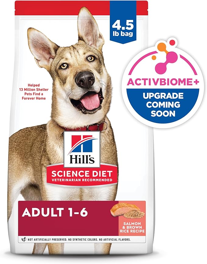 Hill's Science Diet Adult 1-6, Adult 1-6 Premium Nutrition, Dry Dog Food, Salmon & Brown Rice, 4.5 lb Bag