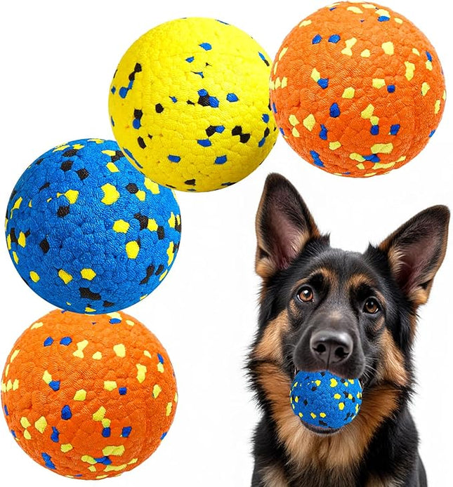 Dog Balls, Indestructible Tennis Balls for Aggressive Chewers, ETPU High-Bounce Floating Fetch Toys for Small & Medium Large Puppies, 4 Pack 2.75''