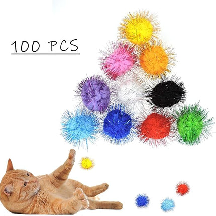 Andiker Cat Crinkle Balls, 2.36 Inches Colorful Cat Ball Chew and Chase Kitten Mylar Crinkle Balls Lightweight Cat Toys for Indoor Cats Kitten to Keep Fit and Active (100pc)