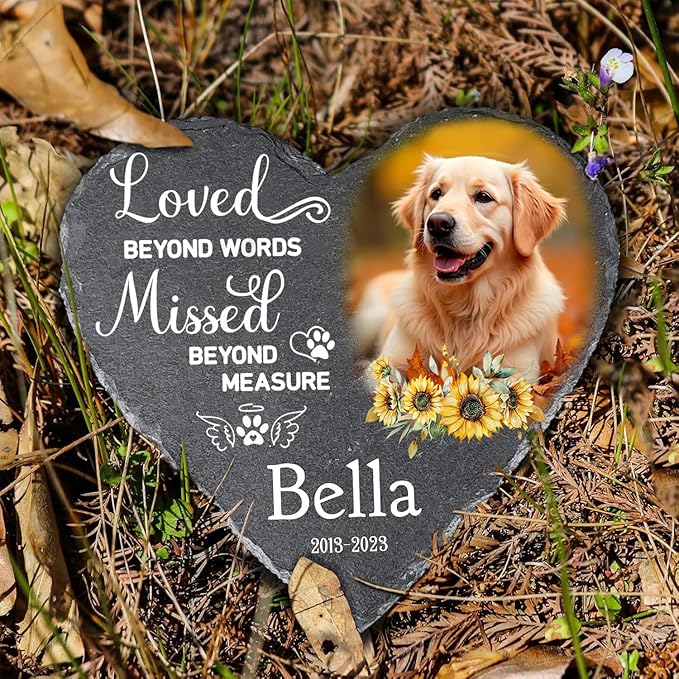 Gabita Dog Memorial Stone Custom with photo Name and Years, Pet Memorial Gifts for loss of Dogs, Personalized Pet Grave Markers Headstone Cemetery Decorations for Dog