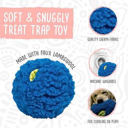 HuggleSnuffles HuggleFleece Treat Dispensing Ball - Interactive Enrichment Toys for Dogs, Dog Treat Dispenser Puzzle for Mental Stimulation & Boredom, Puppy Feeder Games to Keep Them Busy - Large (8")