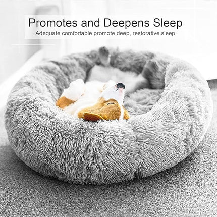 DogBaby Dog Bed, Anti-Anxiety Donut Cuddler Warming Cozy Soft Round Bed, Fluffy Calming Dog Beds for Small Dogs Cats, Washable Pet Bed