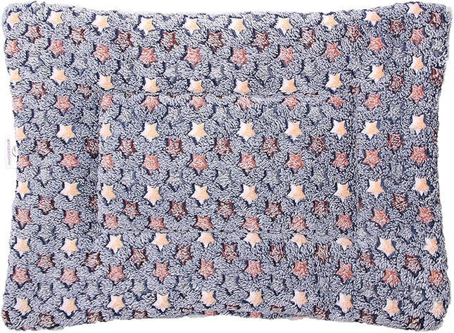 FJWYSANGU Fluffy Pet Cat Blanket Soft Coral Velvet Pet Puppy Cushion Mat Warm Cover Soft Pad Mat(Star V2/Dark Blue,Medium)