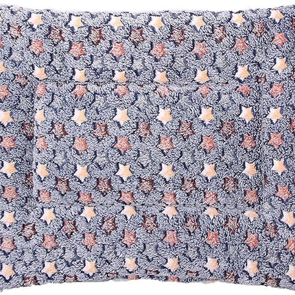 FJWYSANGU Fluffy Pet Cat Blanket Soft Coral Velvet Pet Puppy Cushion Mat Warm Cover Soft Pad Mat(Star V2/Dark Blue,X-Large)