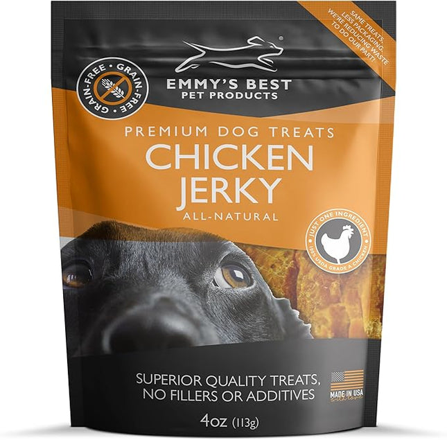 Emmy's Best EBPP Chicken Jerky Dog Treats Made in USA - 100% Natural Jerky Treats Made with Real Chicken for Medium Dogs, Large and Small Dogs - 4oz Bag