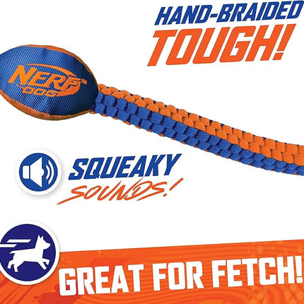 Nerf Dog Vortex Chain Tug Dog Toy with Squeaker Football Head, Lightweight, Durable, Water Resistant, 30 Inches, For Medium to Extra-Large Breeds, Single Unit (3474)