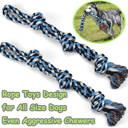 Rope Dog Toys for Aggressive Chewers Large Breed Medium Breed, Small Dog Puppy Teething Chew Toys Heavy Duty Dental Dog Rope Toys Prevents Boredom and Relieves Stress