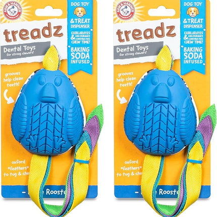 Arm & Hammer for Pets Super Treadz Large Rooster Dental Chew Toy for Dogs- Dog Dental Toys Help Reduce Plaque & Tartar Buildup Without Brushing - Safe for Dogs up to 35 Lbs - 2 Pack