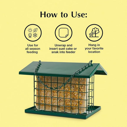C&S EZ Fill Deluxe Suet and Snak Feeder with Roof & Platform, Suet Feeder for Wild Birds, Holds one 56 Ounce Suet Cake