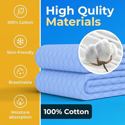 GREEN LIFESTYLE 100% Cotton Washable Underpads - Large Bed Pads for use as Incontinence Bed Pads, Reusable Pet Pads, Great for Dogs, Cats, Bunny, Seniors Bed Pad (Pack of 4 - 34x36)