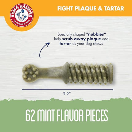 Arm & Hammer for Pets Nubbies Dental Treats for Dogs with Baking Soda and Calcium, Treat Chews Help Fight Bad Breath, Plaque & Tartar without Brushing, Md Size Mint, 62 Pcs (Packaging may vary)