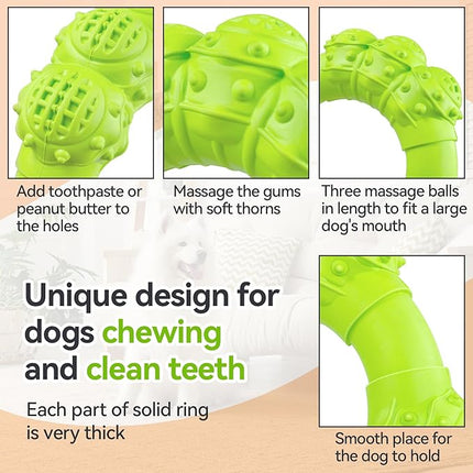 Indestructible Dog Chew Toys for Aggressive Chewers, Super Chewer Toys for Medium Large Dogs, Interactive Ring Toy, Heavy Duty Teething Toys