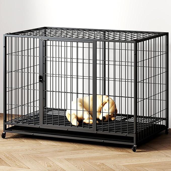 38 Inch Dog Crates for Meidum Small Dogs,Metal Wire Cages Dog Kennels Pet Cage with Double-Door,Removable Tray,for Small Medium Dogs