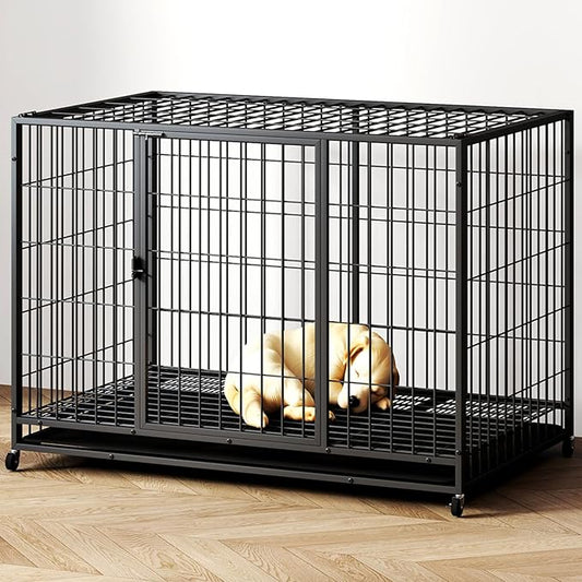 38 Inch Dog Crates for Meidum Small Dogs,Metal Wire Cages Dog Kennels Pet Cage with Double-Door,Removable Tray,for Small Medium Dogs