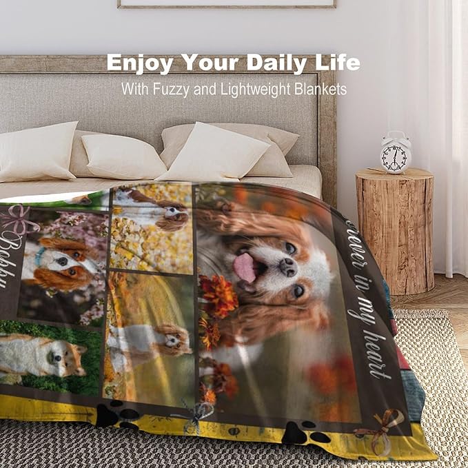 Artsadd Custom Dog Memorial Gifts for Loss of Pet Cat, Personalized Dog Memorial Blanket with Photos, Pet Memorial Gifts, Pet Loss Gifts, Pet Memorial Throw Blanket, Gifts for Pet Cat Lovers