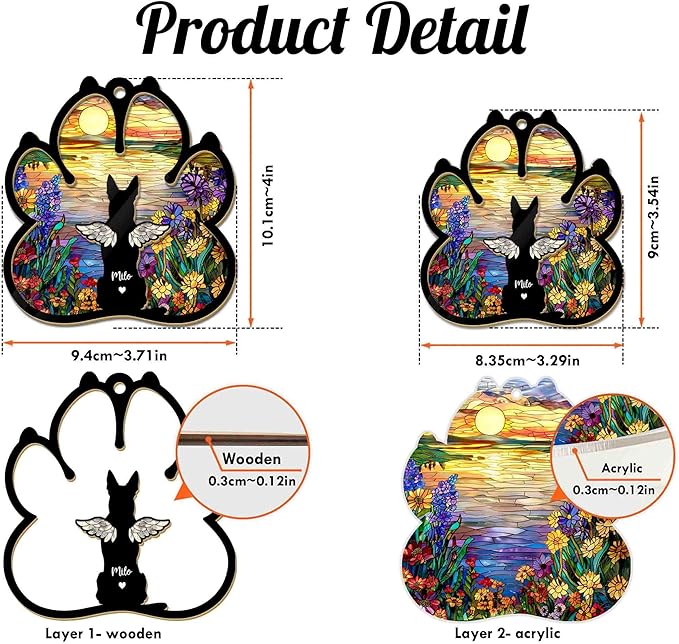 Personalized Dog Loss Sympathy Suncatcher Gift, Custom Dog Memorial Suncatcher, Pet Memorial Gift, Loss of Dog Gift, Dog Remembrance Gift, Pet Memorial Gift