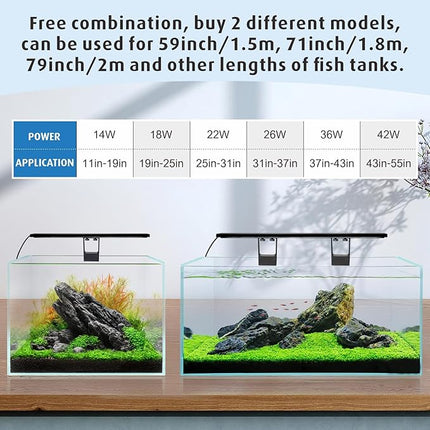 hygger Clip On Full Spectrum Aquarium LED Light, 42W Day-Night Dual Timer Sunrise-Day-Sunset-Moon Fish Tank Light, Adjustable Timer Brightness with 9 Colors for Planted Tank